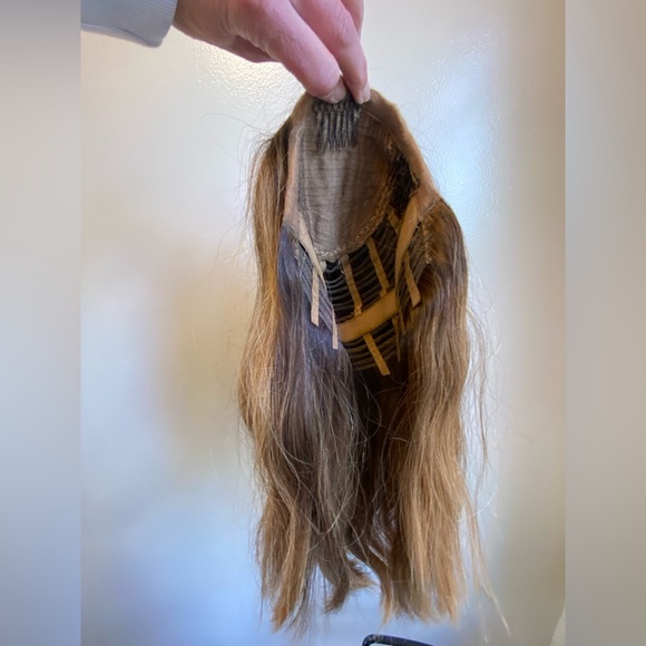 💯 18” REMY GOLDEN BROWN THICK WAVY HUMAN HAIR WIG MONOFILAMENT COMB ATTACHMENT - Picture 9 of 16